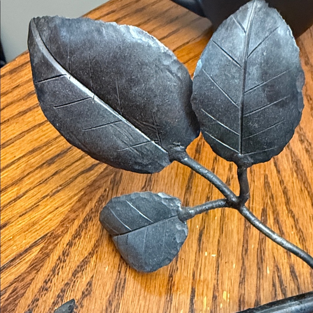 Welded Black Metal Steel Rose Hand-Forged Sculpture Blacksmith Metalwork - Picture 3 of 15